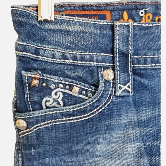 Rock Revival Jeans 26 Heather Boot Embellished Pockets Heather Denim Blue - Picture 5 of 10